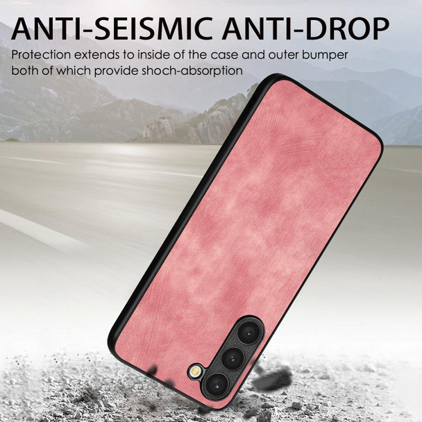 For Samsung Galaxy S21 FE 5G Vintage Leatherette PC Back Cover Phone Case(Pink)