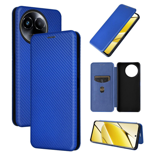 For Realme 11 5G / 11x Carbon Fiber Texture Flip Leatherette Phone Case(Blue)