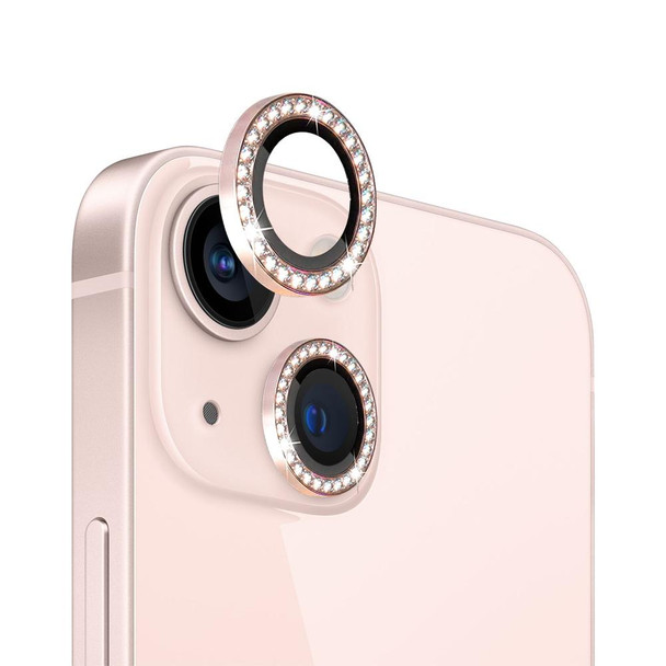 For iPhone 13 / 13 Mini NORTHJO Camera Lens Tempered Glass Metal Rhinestone Ring Film(Pink)
