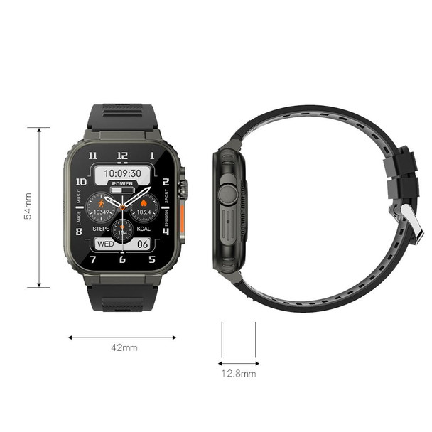 A70 1.96 Inch Health Monitoring Multifunctional IP68 Waterproof Bluetooth Call Smart Watch(Black)