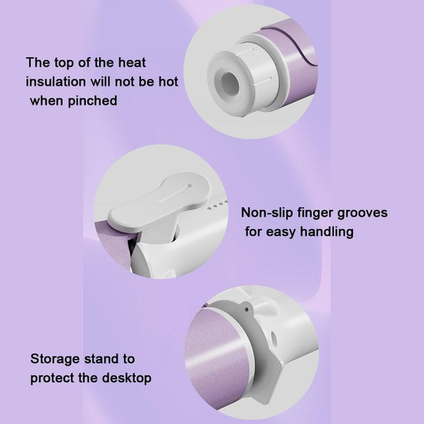 40mm Hair Curler Big Wave Negative Ion Essential Oil Coated Curling Iron,CN Plug(Taro Purple)