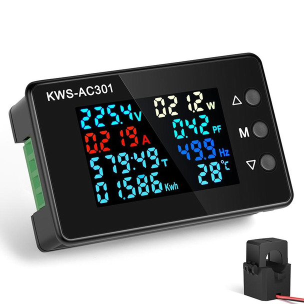 KWS-AC301L-100A 50-300V AC Switching Digital Display Current Voltmeter with 485 Communication(Black)