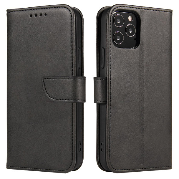 For iPhone 12 Pro Max Calf Texture Buckle Horizontal Flip Leatherette Case with Holder & Card Slots & Wallet(Black)