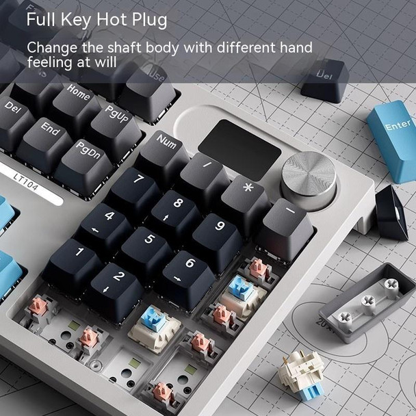LANGTU LT104 Mechanical Keyboard Backlight Display Flexible DIY Keyboard, Style: Wireless Tri-mode RGB (Iron Gray)