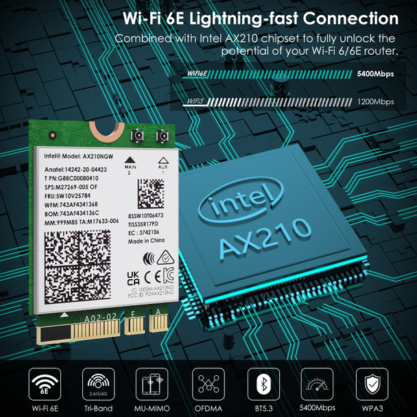WAVLINK WN675X3M Tri-Band Wi-Fi 6E Network Card Module BT 5.2 5400Mbps Network Adapter