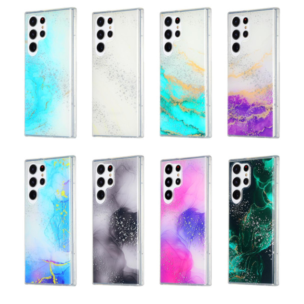 For Samsung Galaxy S21 Ultra 5G Dual-side IMD Marble Phone Case(Smudged Purple)