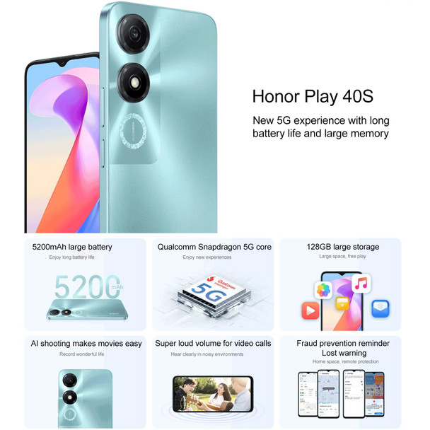 Honor Play 40S 5G, 4GB+128GB, 6.56 inch MagicOS 7.1 Snapdragon 480 Plus Octa Core up to 2.2GHz, Network: 5G, Not Support Google Play(Magic Night Black)