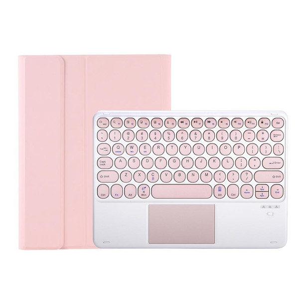 YT102B-A Detachable Candy Color Skin Feel Texture Round Keycap Bluetooth Keyboard Leather Case with Touch Control - iPad 10.2 2020 & 2019 / Air 2019 / Pro 10.5 inch(Pink)