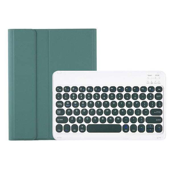 YT102B Detachable Candy Color Skin Feel Texture Round Keycap Bluetooth Keyboard Leather Case - iPad 10.2 2020 & 2019 / Air 2019 / Pro 10.5 inch(Dark Green)