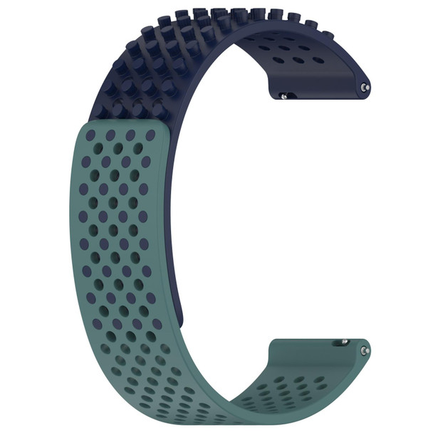 For Xiaomi Haylou GST LS09B 22mm Holes Breathable 3D Dots Silicone Watch Band(Midnight Blue+Olive Green)