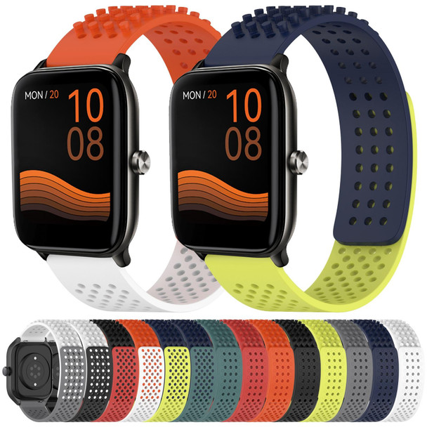 For Xiaomi Haylou RS4 LS12 22mm Holes Breathable 3D Dots Silicone Watch Band(Orange+White)