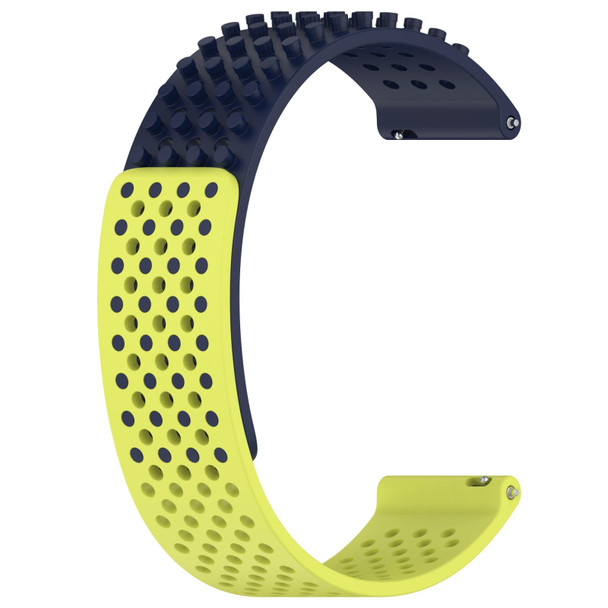 For Xiaomi Haylou RS4 LS12 22mm Holes Breathable 3D Dots Silicone Watch Band(Midnight Blue+Lime Green)