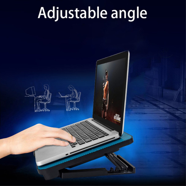 N99F2 Dual Fan Laptop Cooler Cooling Fan Portable Slim Notebook Cooling Pad with Adjustable Stand - Blue