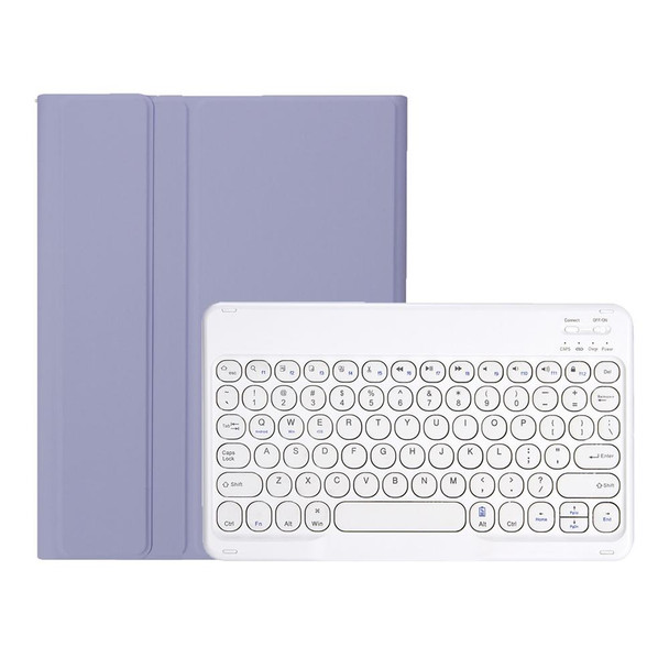 YT07B Detachable Candy Color Skin Feel Texture Round Keycap Bluetooth Keyboard Leather Case - iPad 9.7 inch 2018 & 2017 / Pro 9.7 inch / Air 2 / Air(Purple)