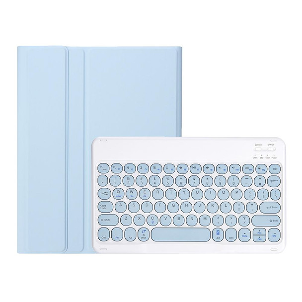 YT07B Detachable Candy Color Skin Feel Texture Round Keycap Bluetooth Keyboard Leather Case - iPad 9.7 inch 2018 & 2017 / Pro 9.7 inch / Air 2 / Air(White Ice)