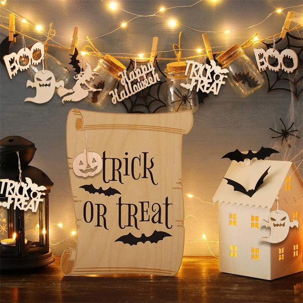 10pcs/set Halloween Decorations Holiday Party Wooden Pendants(Random Style Delivery)