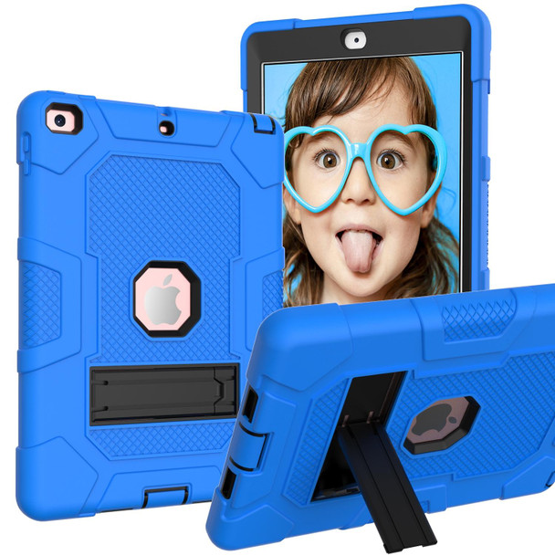 Contrast Color Robot Shockproof Silicone + PC Protective Case with Holder - iPad 9.7 (2018 / 2017)(Dark Blue Black)