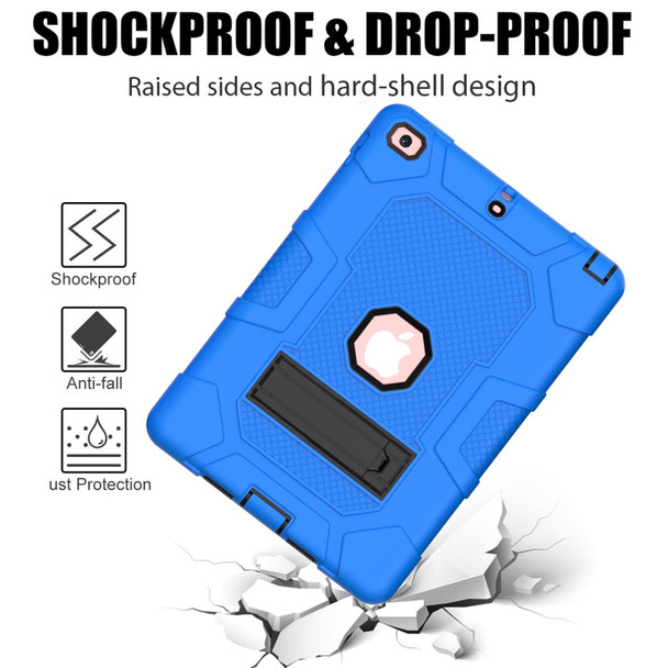 Contrast Color Robot Shockproof Silicone + PC Protective Case with Holder - iPad 9.7 (2018 / 2017)(Dark Blue Black)