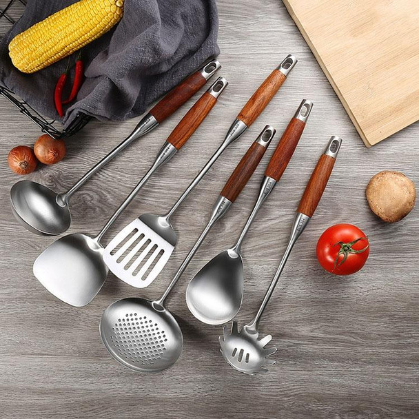 304 Stainless Steel Wooden Handle Kitchenware Kitchen Equipment, Style: Rice Spoon