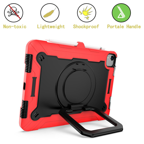 Contrast Color Shockproof Robot Silicone + PC Case with Wristband Holder - iPad Air 2022 / 2020 10.9(Red + Black)