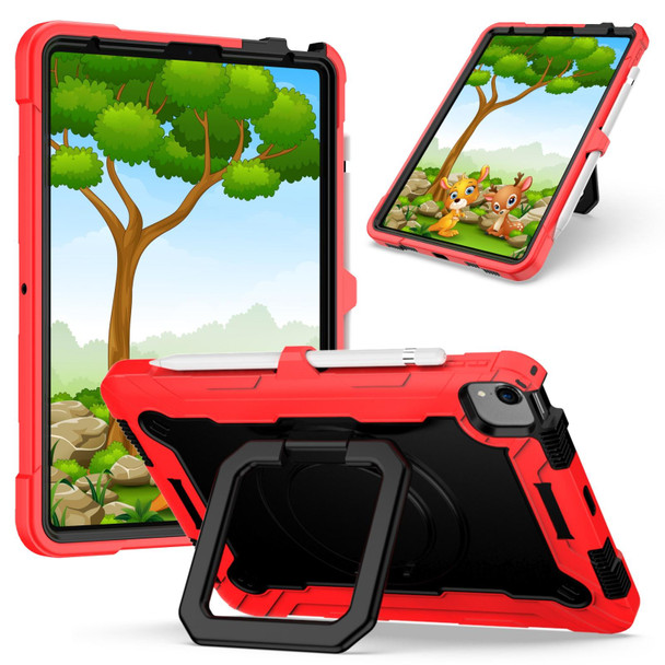 Contrast Color Shockproof Robot Silicone + PC Case with Wristband Holder - iPad Air 2022 / 2020 10.9(Red + Black)