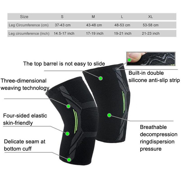 1 Pair Nylon Sports Protective Gear Four-way Stretch Knit Knee Pads, Size: L(Black White)