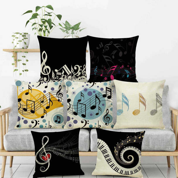 2 PCS Piano Note Digital Printed Linen Pillowcase Without Pillow Core, Size: 45x45cm(17)