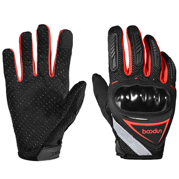 BOODUN 4281098 Full Finger Bicycle Anti-slip Gloves Wear-resistant Gloves Anti-Collision Hands Protectors with Reflective Stripes for Cycling Riding 