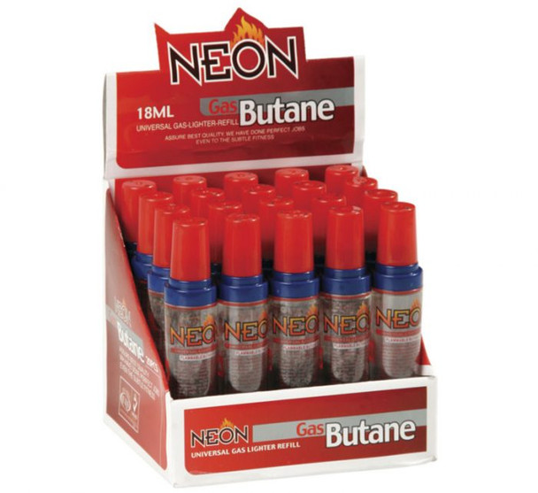 Neon Butane Lighter Gas, Pocket Size – 18ml Container