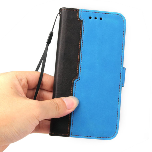 Business Stitching-Color Horizontal Flip PU Leatherette Case with Holder & Card Slots & Photo Frame - iPhone 12 / 12 Pro(Blue)