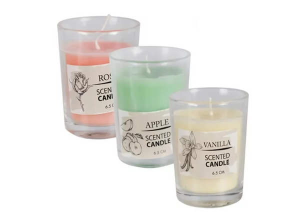Candle In Holder Glass 6.5cm Scented