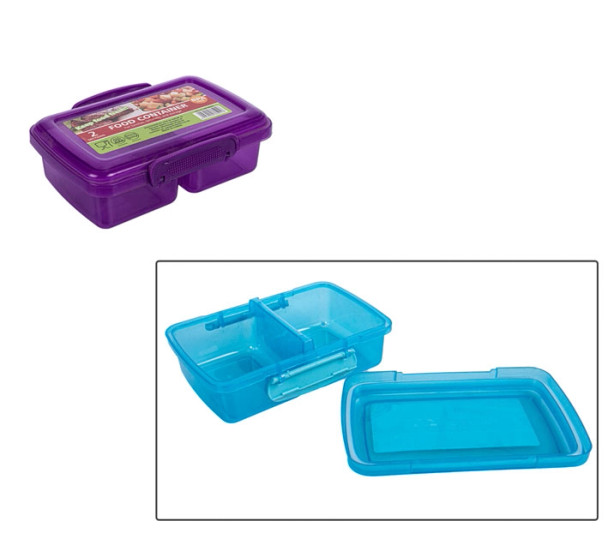 2 Division Lunch Box With Clips x1