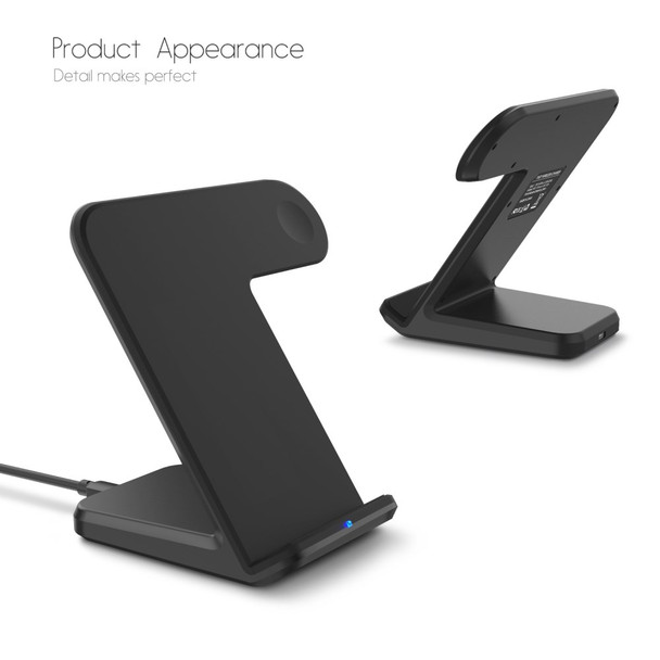 F11 2-in-1 Mobile Phone Smart Watch Wireless Charging Stand Qi Wireless Fast Charger for iPhone Samsung Apple Watch - Black