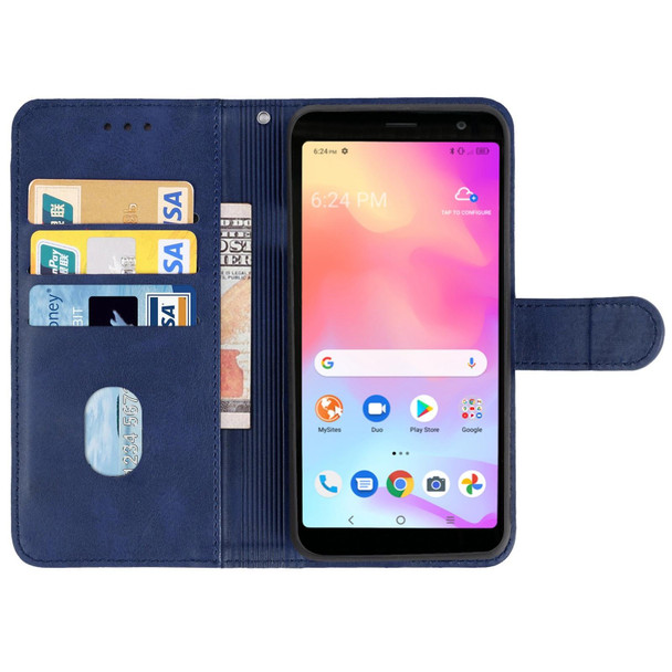 Leather Phone Case - Alcatel TCL A3X A600DL(Blue)