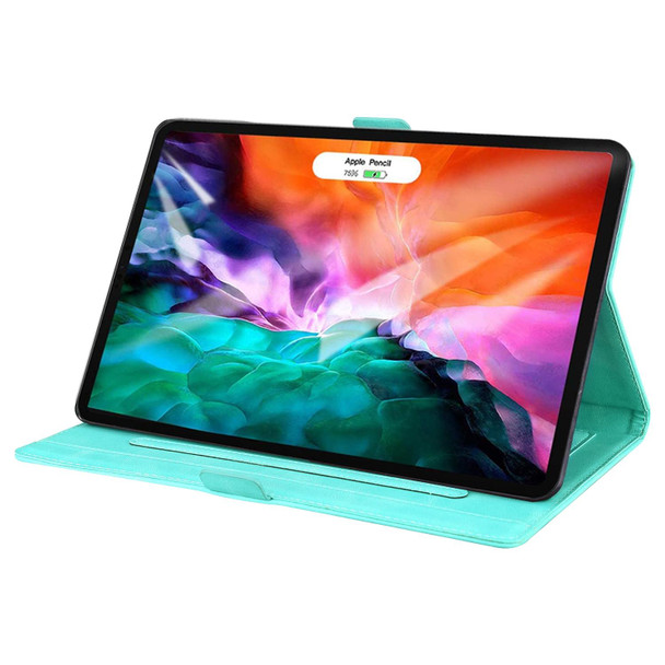 Love Butterfly Pattern Horizontal Flip Leather Tablet Case with Holder & Sleep / Wake-up Function - iPad Pro 12.9 (2020) (2021)(Green)