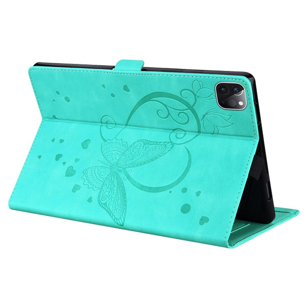 Love Butterfly Pattern Horizontal Flip Leather Tablet Case with Holder & Sleep / Wake-up Function - iPad Pro 12.9 (2020) (2021)(Green)