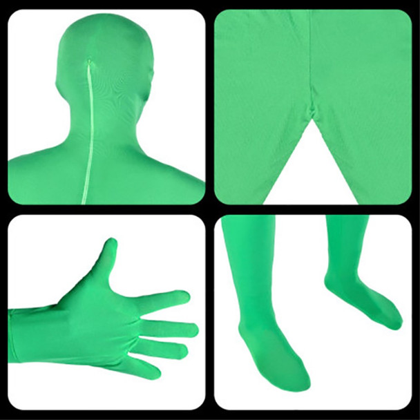 LIGHTUPFOTO PSD2EA Separated-Type Chromakey Bodysuit Gloves Head Cover Hood Invisible Effect Costume - Green / 160cm