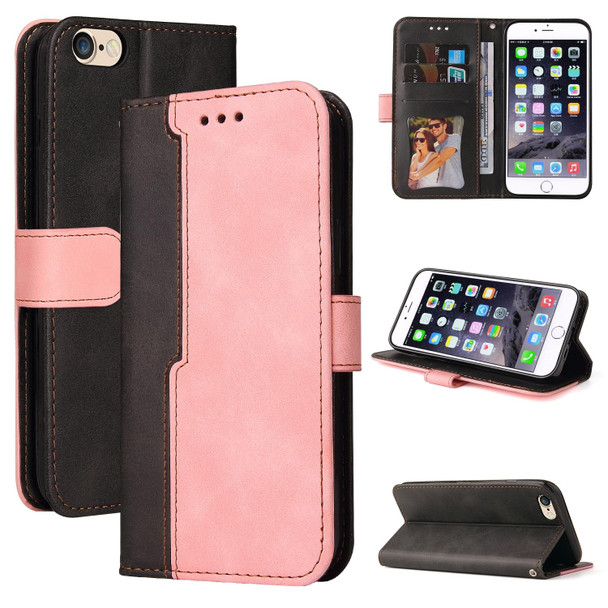 Business Stitching-Color Horizontal Flip PU Leatherette Case with Holder & Card Slots & Photo Frame - iPhone 6s / 6(Pink)
