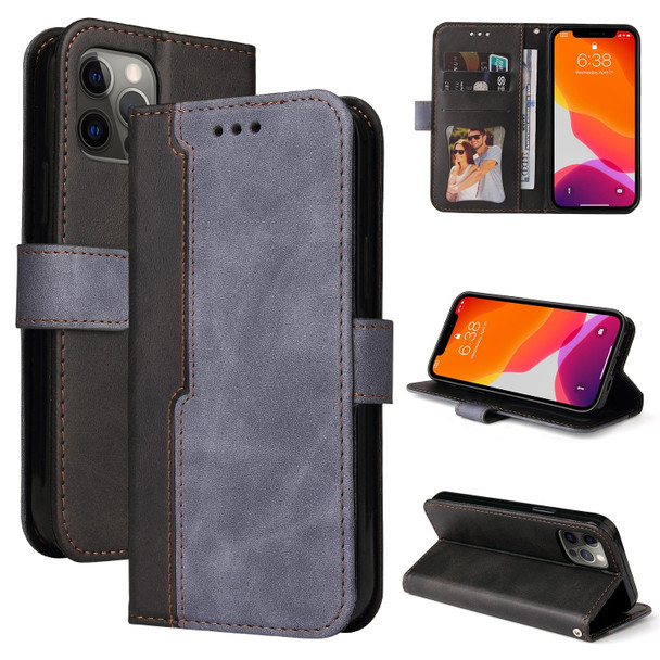 Business Stitching-Color Horizontal Flip PU Leatherette Case with Holder & Card Slots & Photo Frame - iPhone 12 / 12 Pro(Gray)
