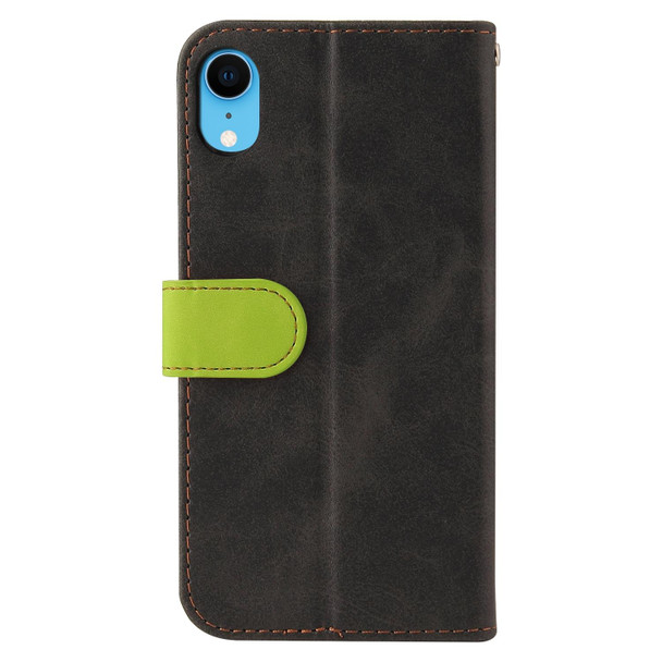 Business Stitching-Color Horizontal Flip PU Leatherette Case with Holder & Card Slots & Photo Frame - iPhone XS / X(Green)