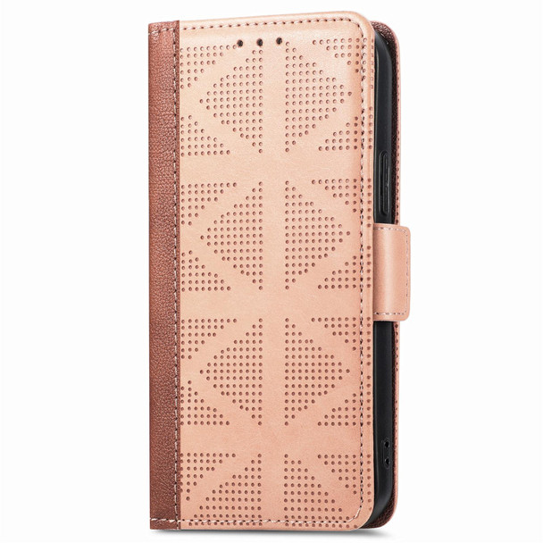 Grid Leather Flip Phone Case - iPhone 12 Pro Max(Apricot)