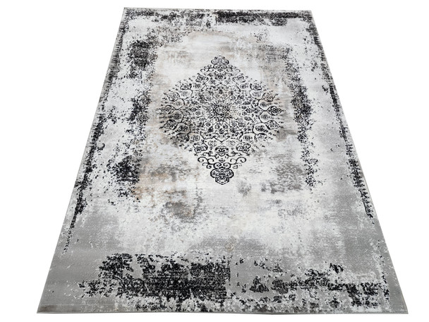 Grey Black Vintage Design Carpet 230 x 160 cm