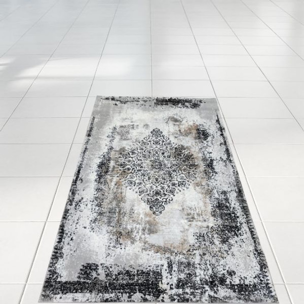 Grey Black Vintage Design Carpet 230 x 160 cm