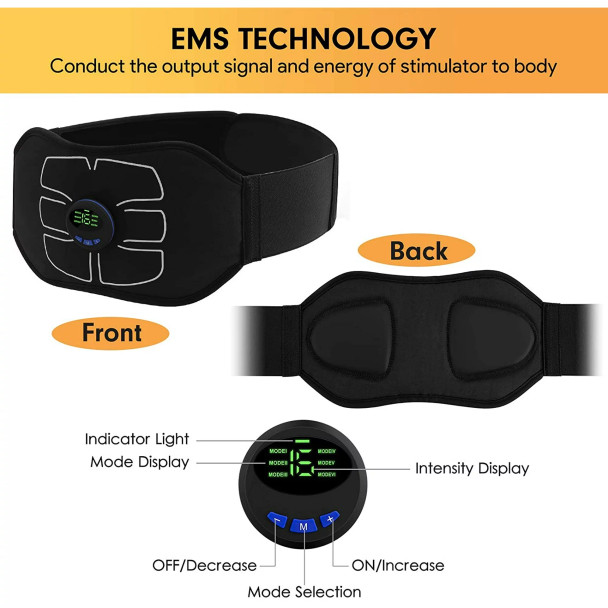 EMS Abdominal Toning Belt with Adjustable Intensity Levels