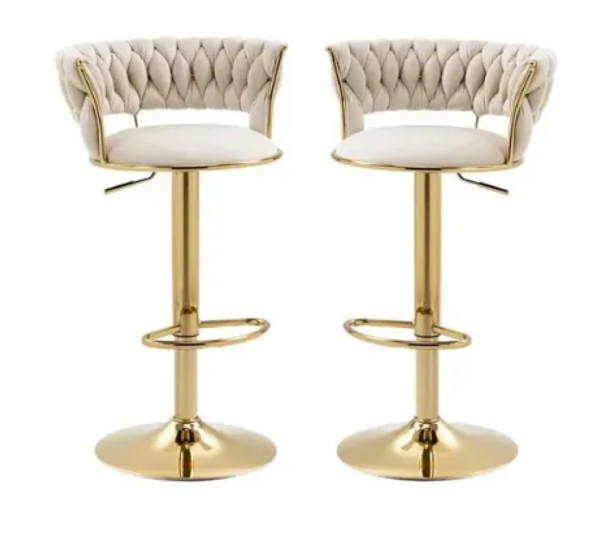 Home Vive - Cady Velvet Swivel Bar Stool