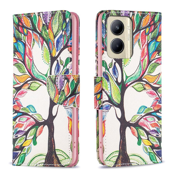 For Realme C33 Colored Drawing Pattern Leatherette Phone Case(Tree Life)