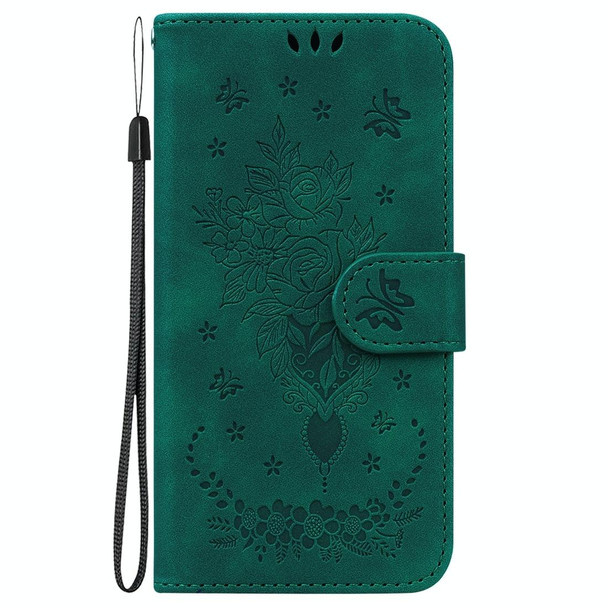 For Google Pixel 8 Butterfly Rose Embossed Leatherette Phone Case(Green)