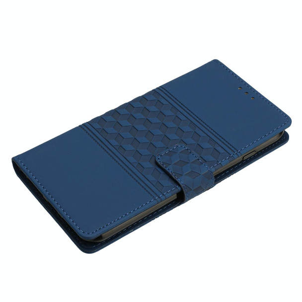 For Google Pixel 8 Diamond Embossed Skin Feel Leatherette Phone Case with Lanyard(Dark Blue)