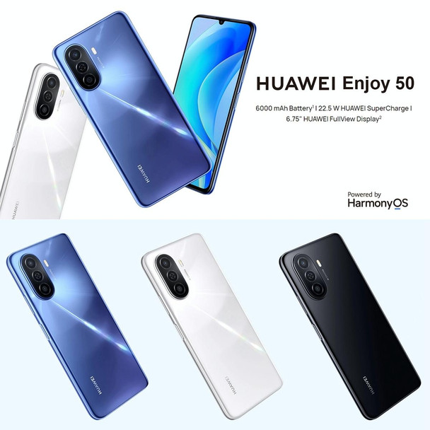 Huawei Enjoy 50 4G MGA-AL00, 6GB+128GB, China Version, Dual Back Cameras, 6000mAh Battery, Face ID & Side Fingerprint Identification, 6.75 inch HarmonyOS 2 Octa Core, Network: 4G, OTG, Not Support Google Play(White)