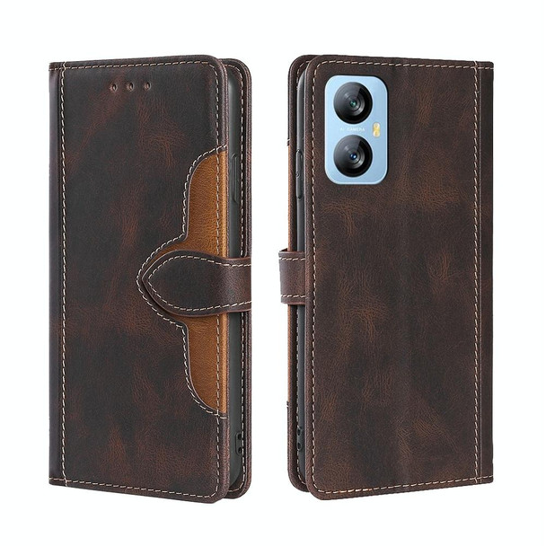 For Blackview A52 Skin Feel Magnetic Buckle Leatherette Phone Case(Brown)